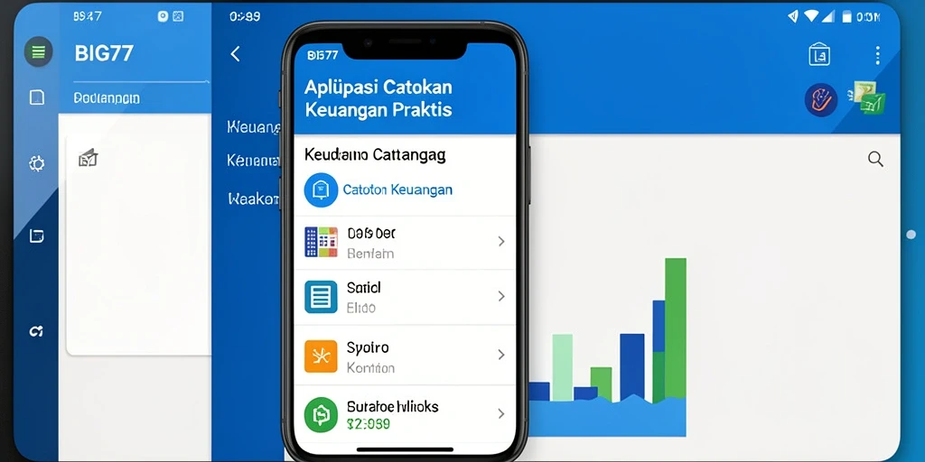 Antarmuka aplikasi <strong>BIG77</strong> yang menyenangkan dan mudah digunakan untuk catatan keuangan.
