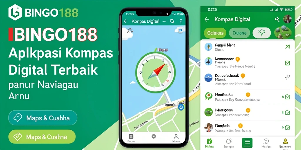 Antarmuka BINGO188 menampilkan fungsi kompas digital yang user-friendly.