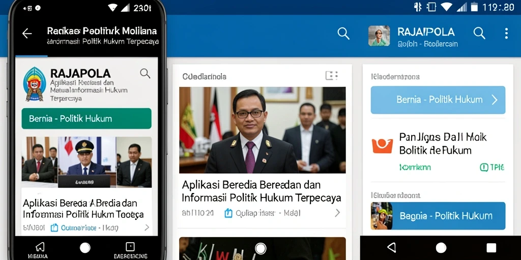 Antarmuka aplikasi RAJAPOLA menampilkan berita politik dan hukum terkini.