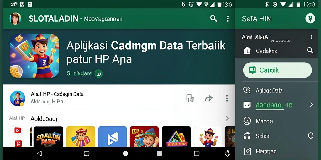 Antarmuka SLOTALADIN menampilkan fitur Cadangan Data yang mudah digunakan.