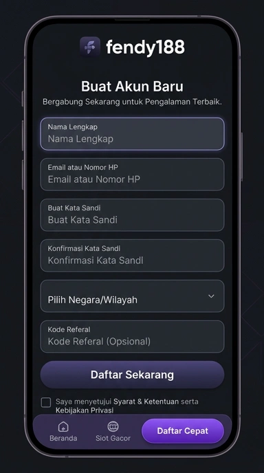 Cara Mudah Registrasi Akun fendy188 untuk Pengguna Android